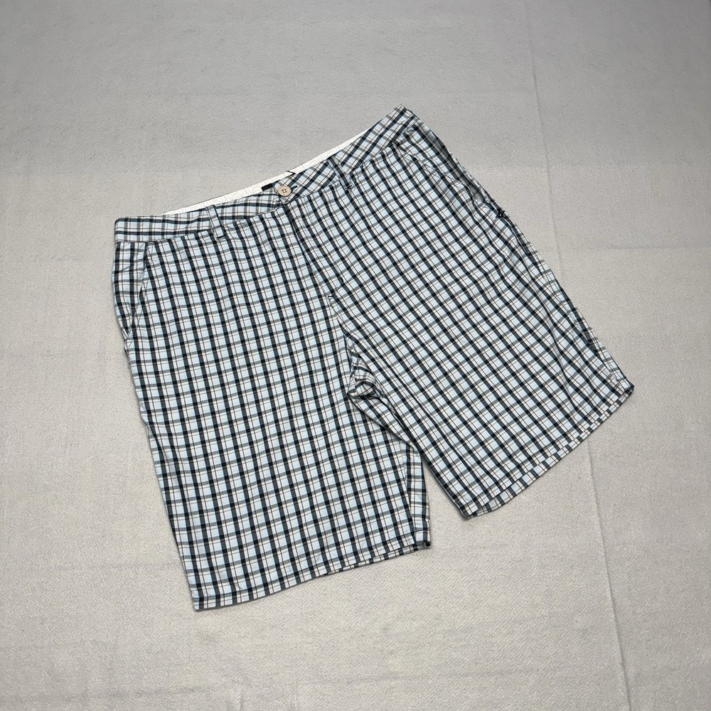 Hurley Plaid Walk Shorts Mens 38 Blue Surf Skate Embroidered Y2K MW606MATT